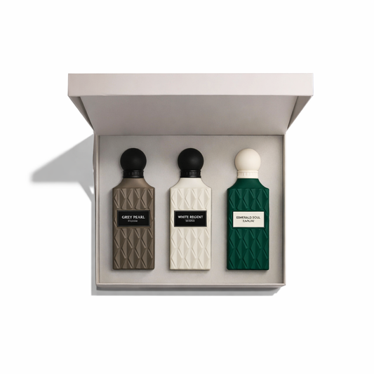 Ibrahim Al Qurashi Grey Box Coffret 3 Parfums – 3 × 75 ml
